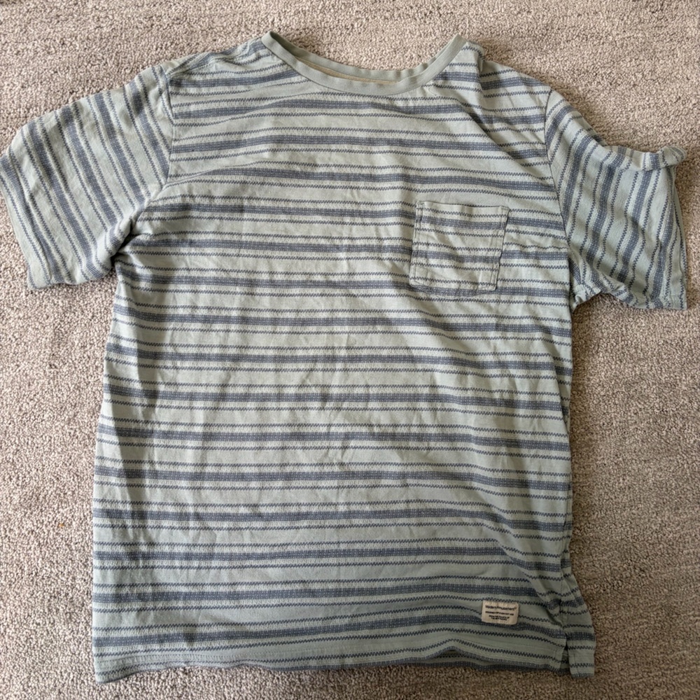 Modern Amusement Blue and Gray Striped Tee